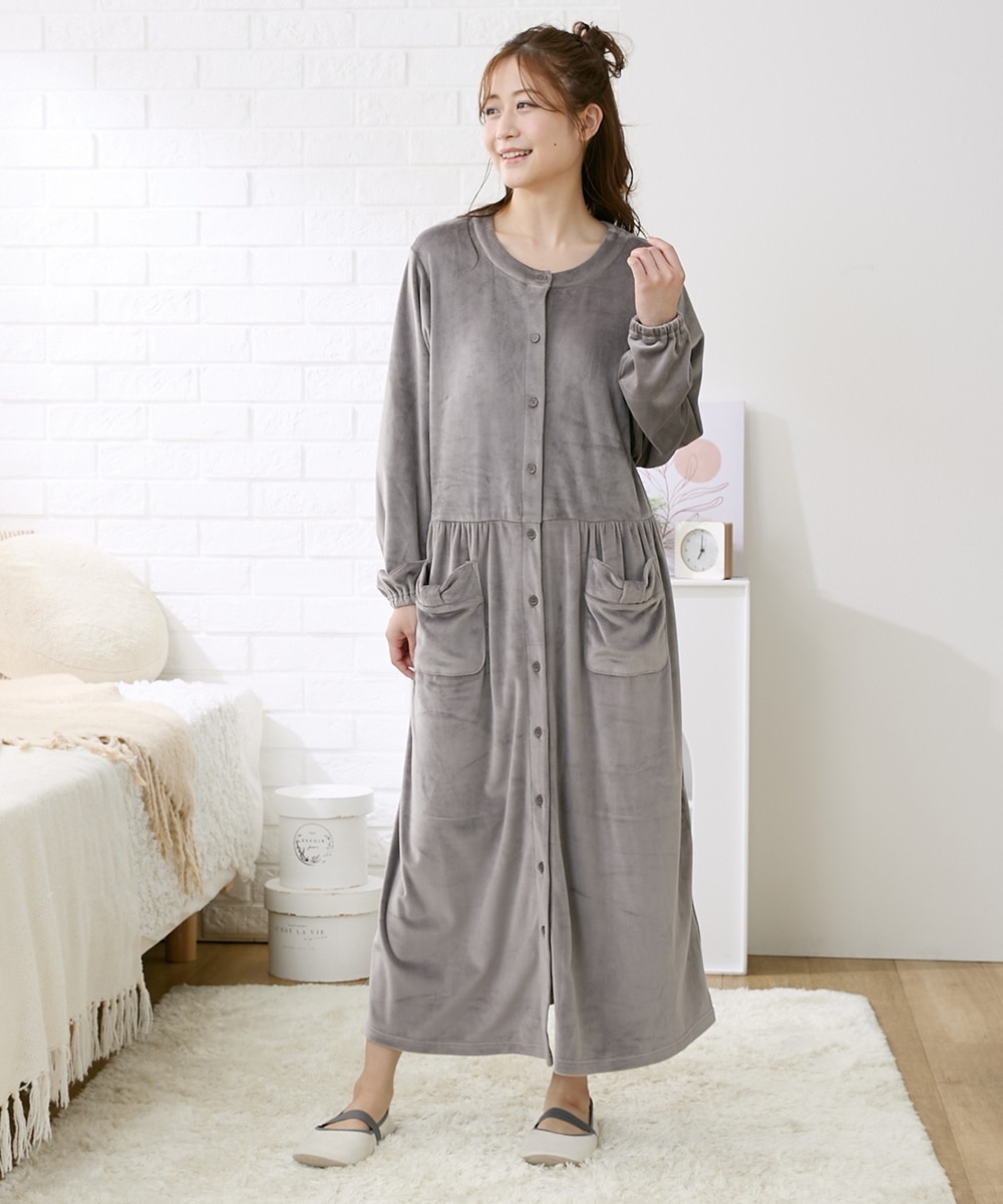 産前・産後 授乳服】伸びてらくちん！前開きマタニティ長袖ネグリジェ