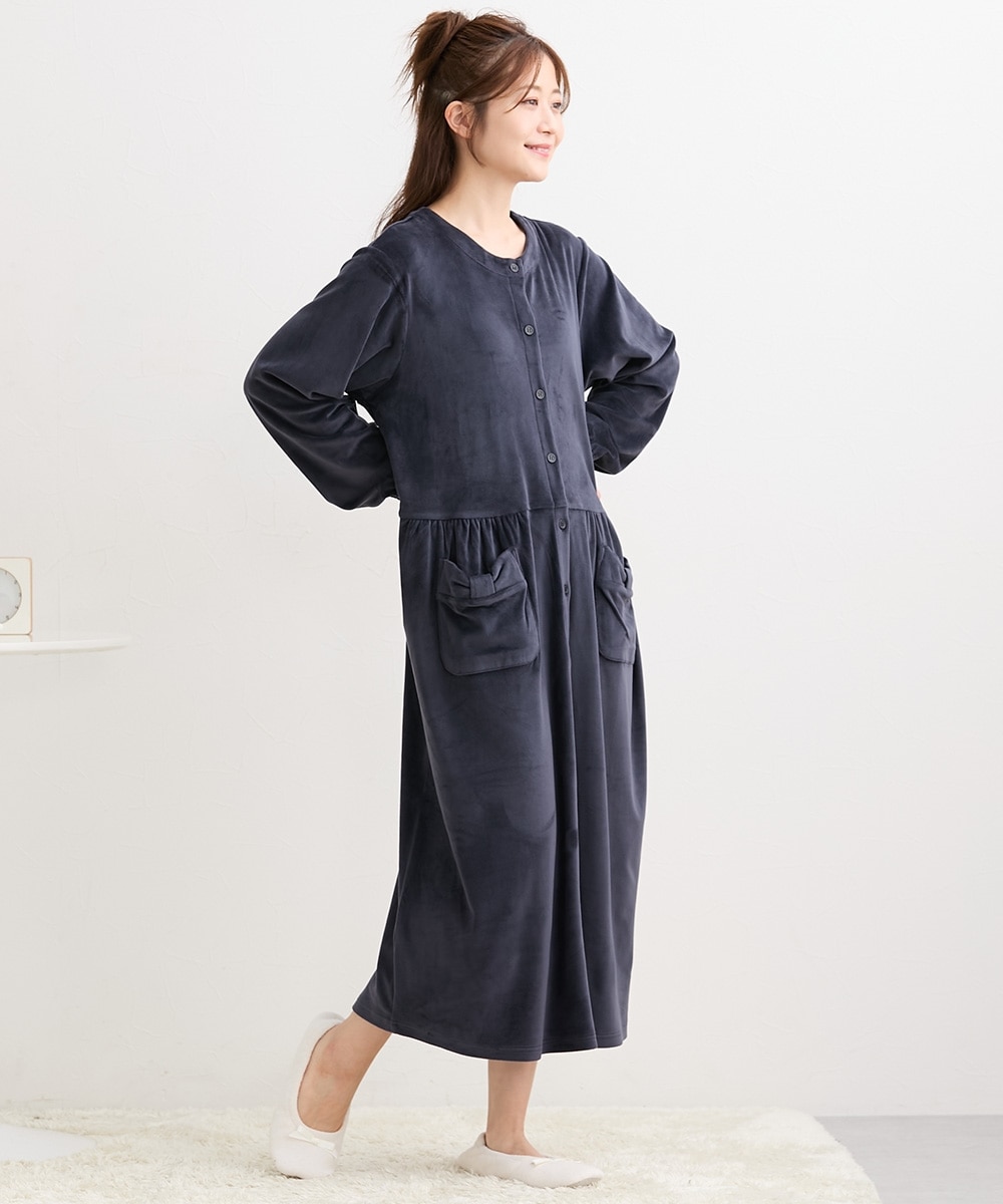 産前・産後 授乳服】伸びてらくちん！前開きマタニティ長袖ネグリジェ