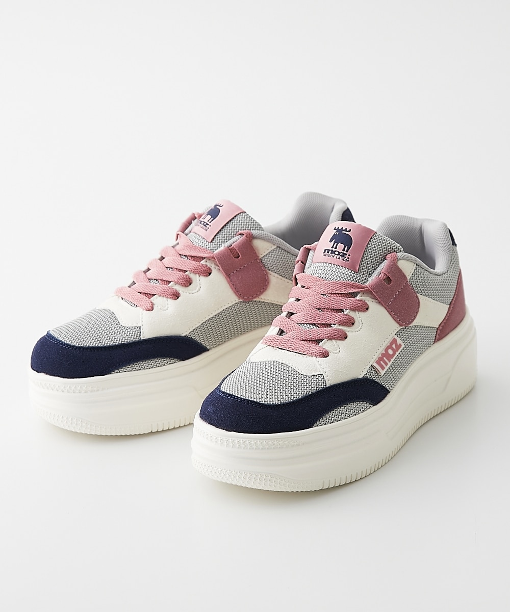 ゆったり幅広】moz（モズ）厚底レースアップスニーカー（ワイズ4E