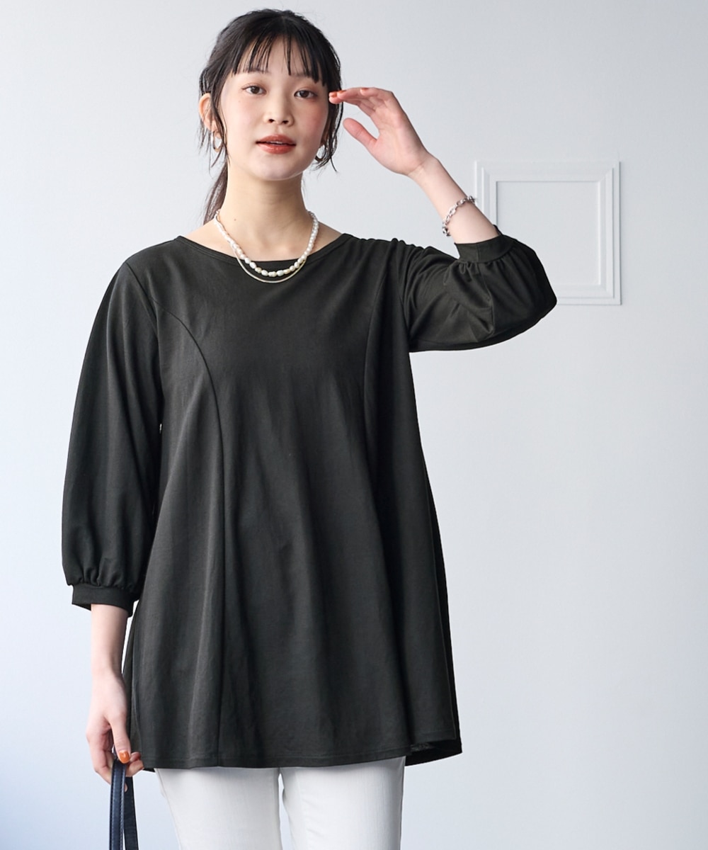 大きいサイズ＞美ラクRUタッチ7分袖フレアチュニック（抗菌防臭・UV