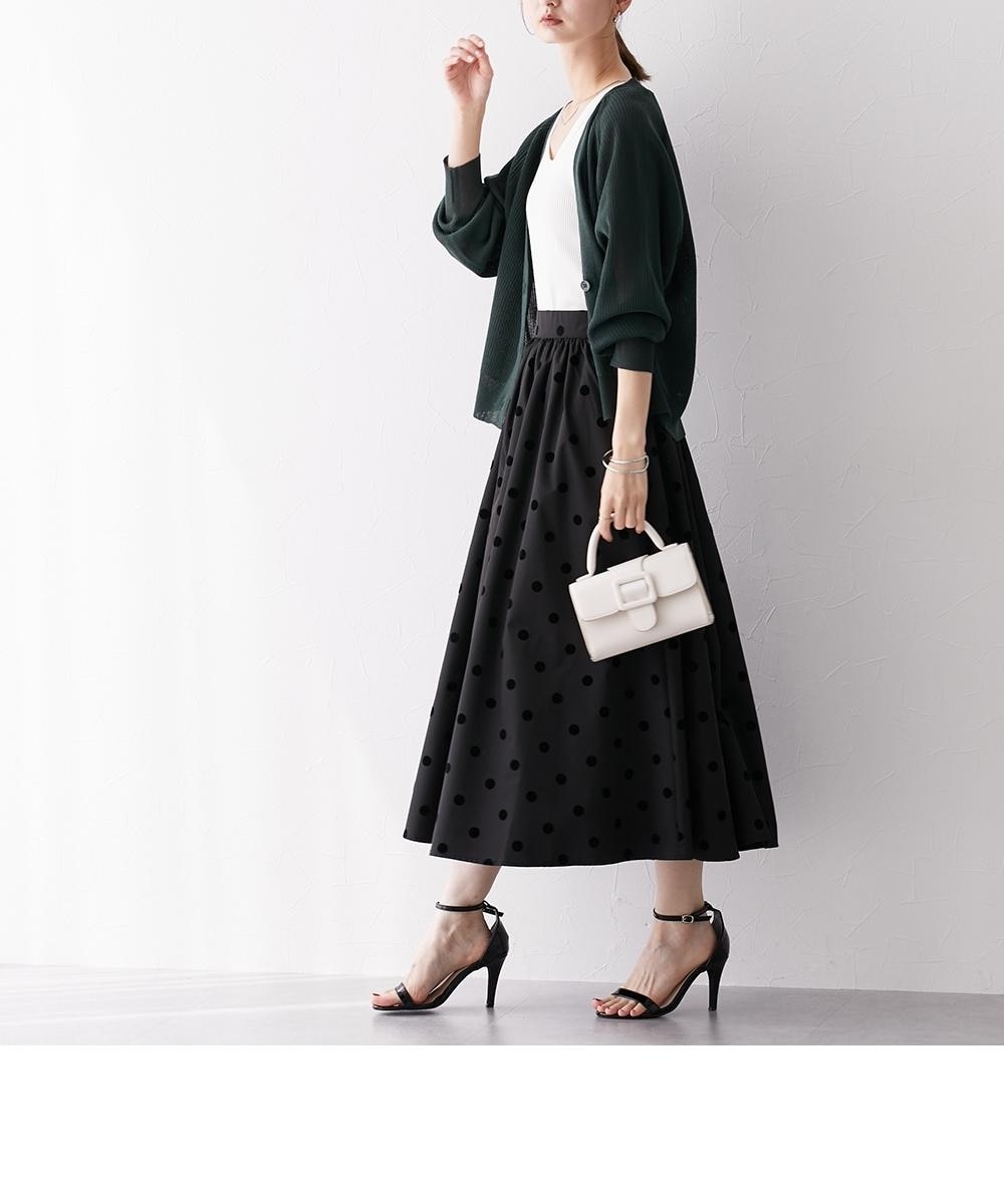 ドット柄フロッキースカート 通販【ニッセン】