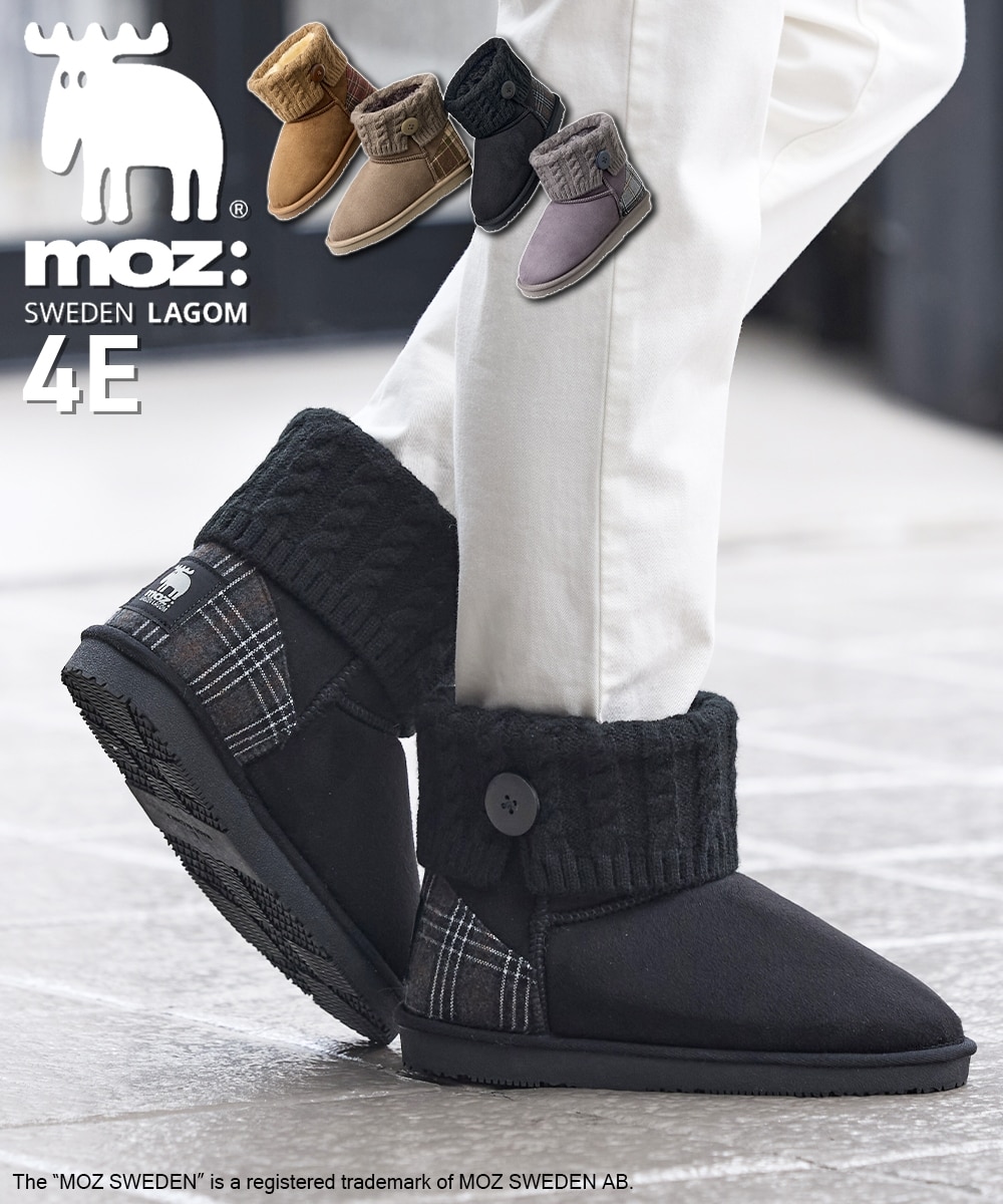 ゆったり幅広】moz（モズ）ニットムートン調ブーツ（ワイズ4E） 通販