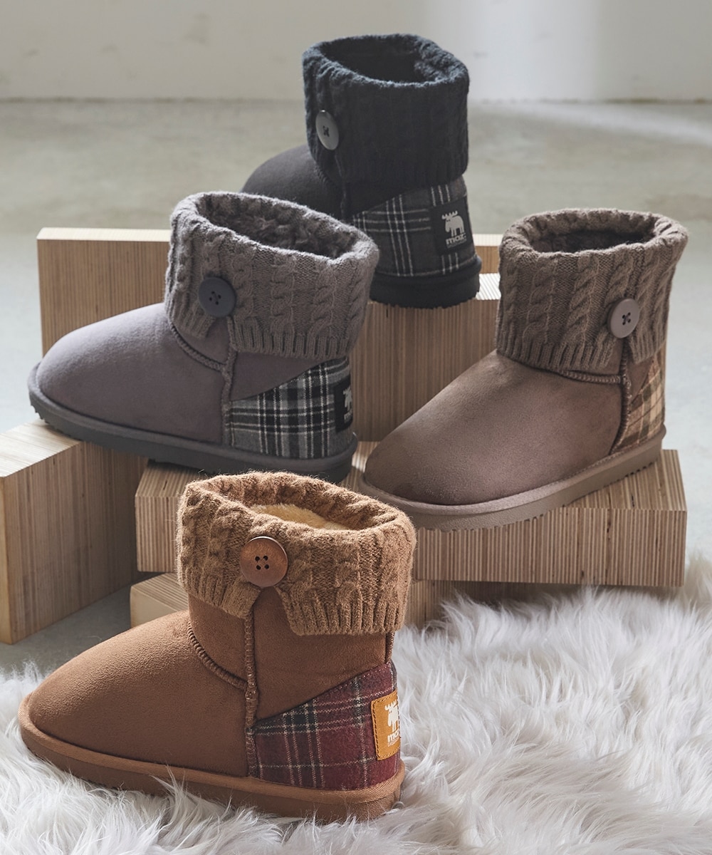 ゆったり幅広】moz（モズ）ニットムートン調ブーツ（ワイズ4E） 通販