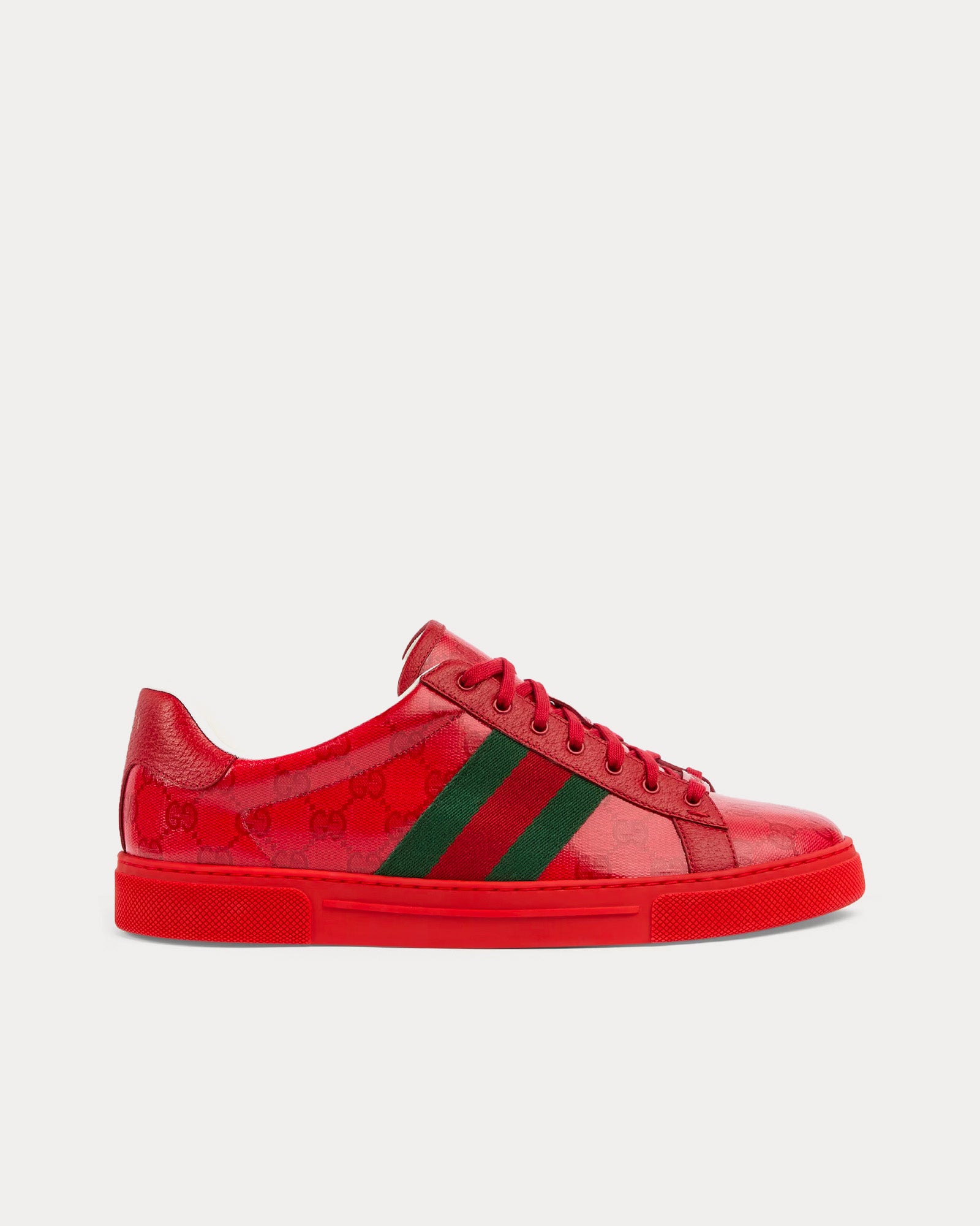 Gucci Men's Ace GG Crystal Canvas Red Low Top Sneakers
