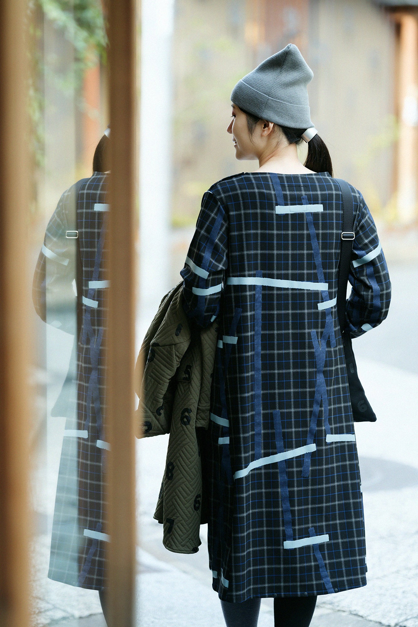 ソフトサーモ(R) 裏起毛チェック BIKEワンピース／鳶（とび）