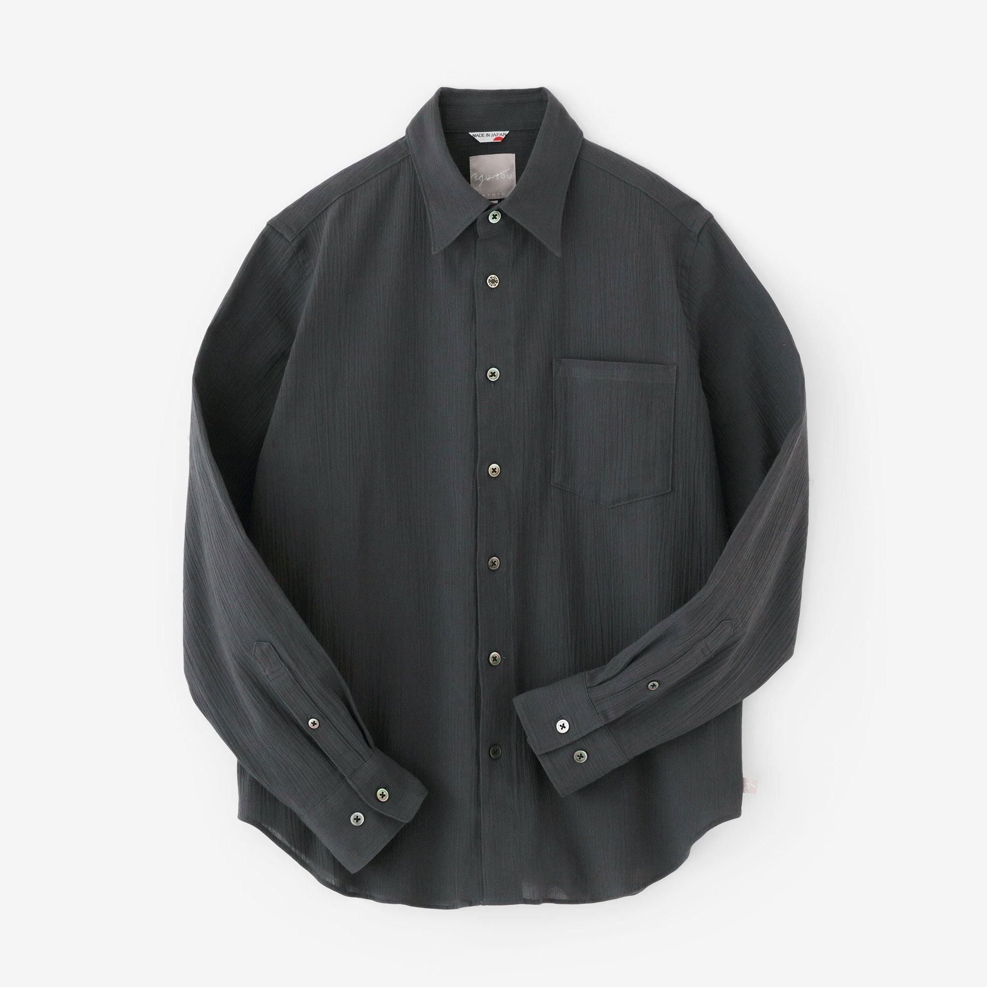 高島縮 20/20 シャツ／濡羽色（ぬればいろ）