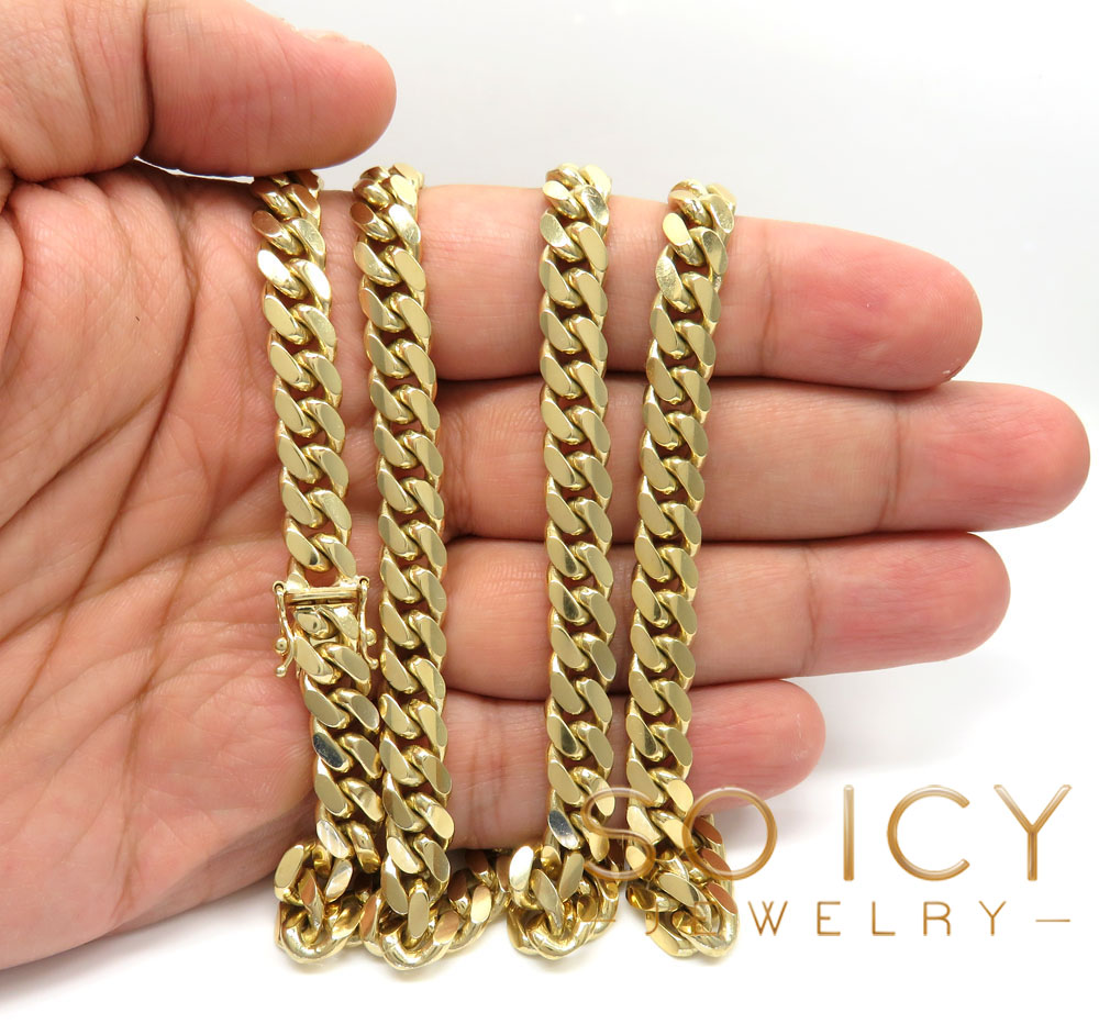 Buy 10k Yellow Gold Thick Miami Chain 20-32 Inch 8.2mm Online at
