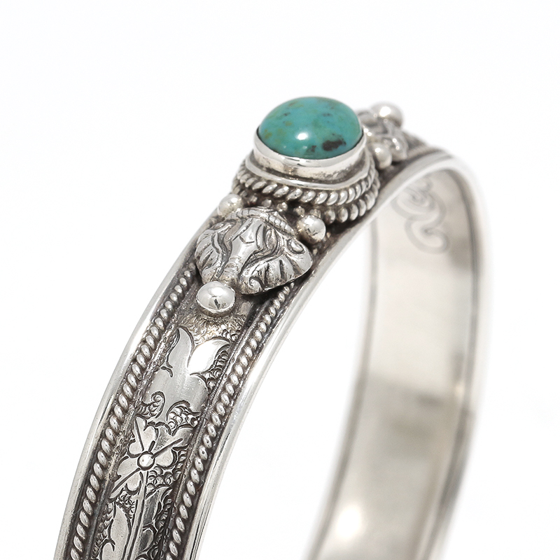 Suman Dhakhwa（スーマンダックワ） Leaf Carving Cuff w/Turquoise