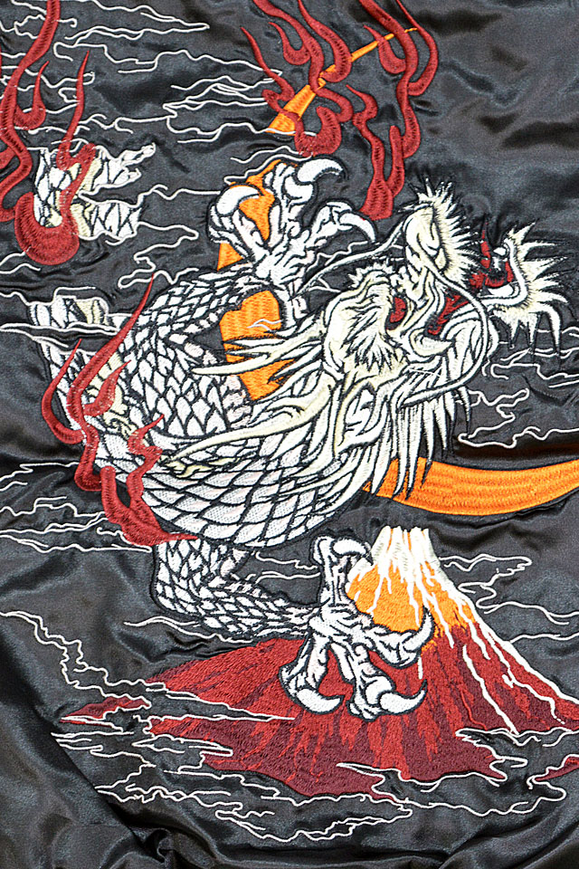 ROGUE＝ならず者 スカジャン 和柄 桜 龍 竜 ドラゴン 刺繍 スーベニア