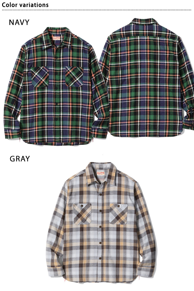 ツイルチェック長袖ワークシャツ SUGER CANE SC29562,SC29566