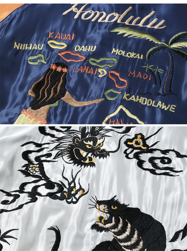 Late 1950s Style アセテートリバーシブルスカジャン「HAWAII MAP