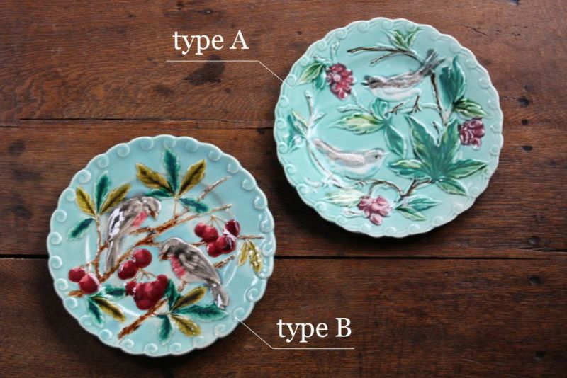 アンティーク・sarreguemines(サルグミンヌ)ツインバードプレート