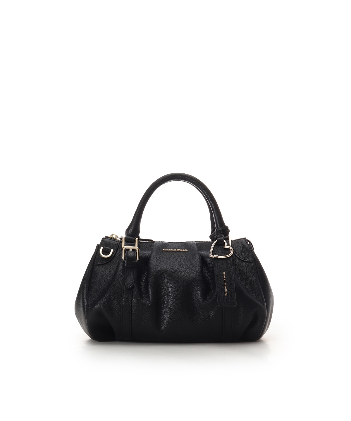 タックデザインソフトレザーハンドバッグ(FREE ブラック): Samantha