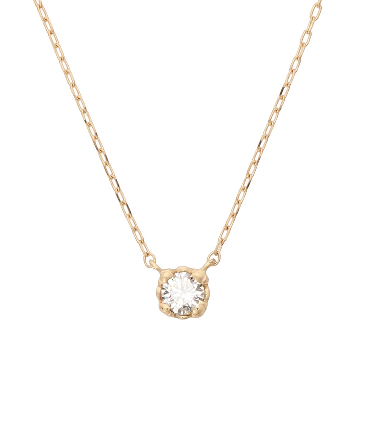 K18 YG 一粒ダイヤモンドネックレス(中)(40cm K18 YG): Samantha