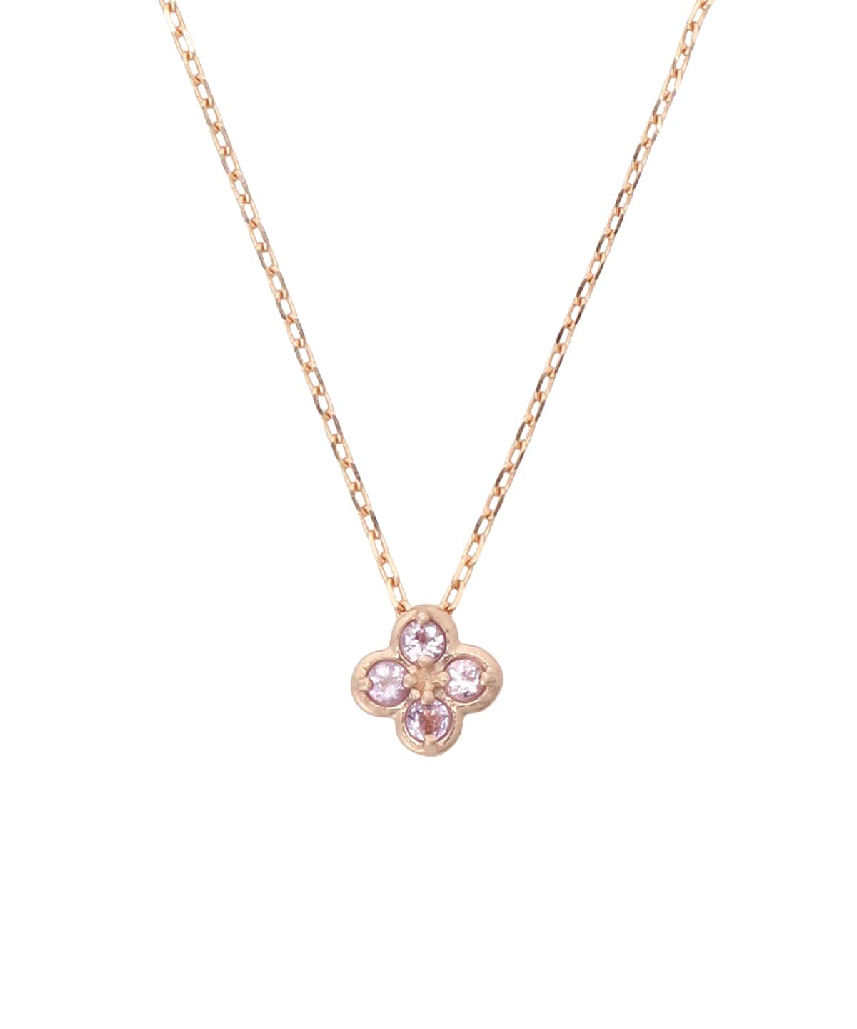 K10PG フラワーモチーフネックレス≪2月 誕生石≫(40cm K10 PG