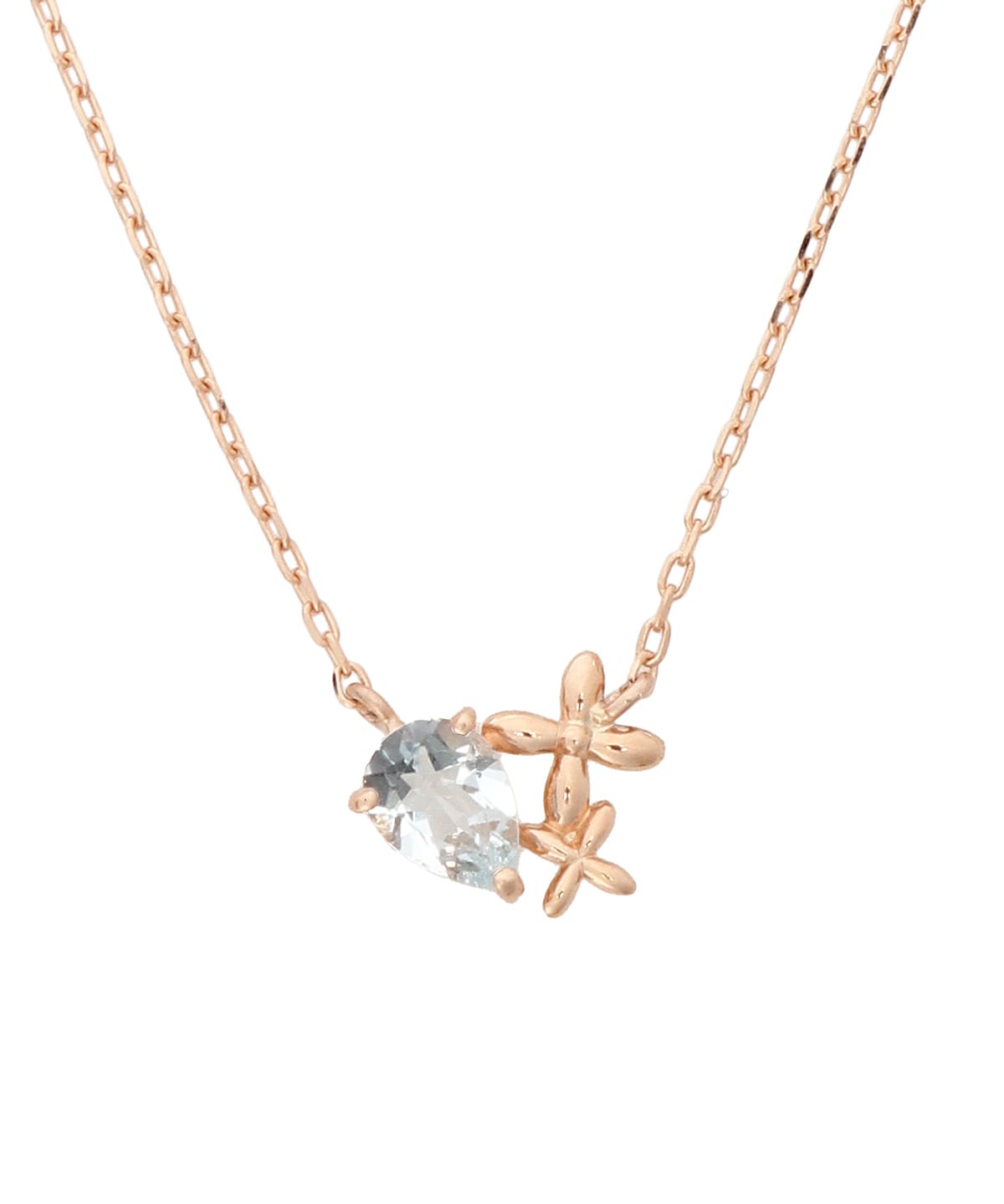 K10PG アクアマリンネックレス≪3月 誕生石≫(40cm K10 PG