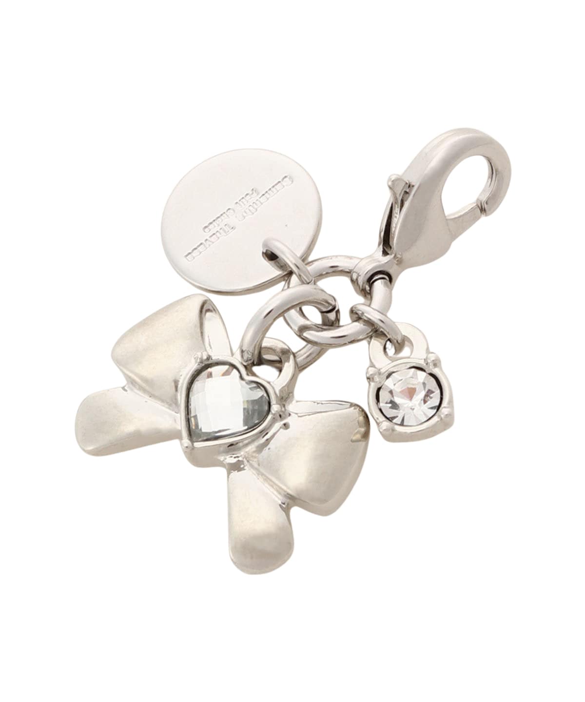 リボン×ハートストーン ファスナーチャーム(FREE シルバー): Samantha