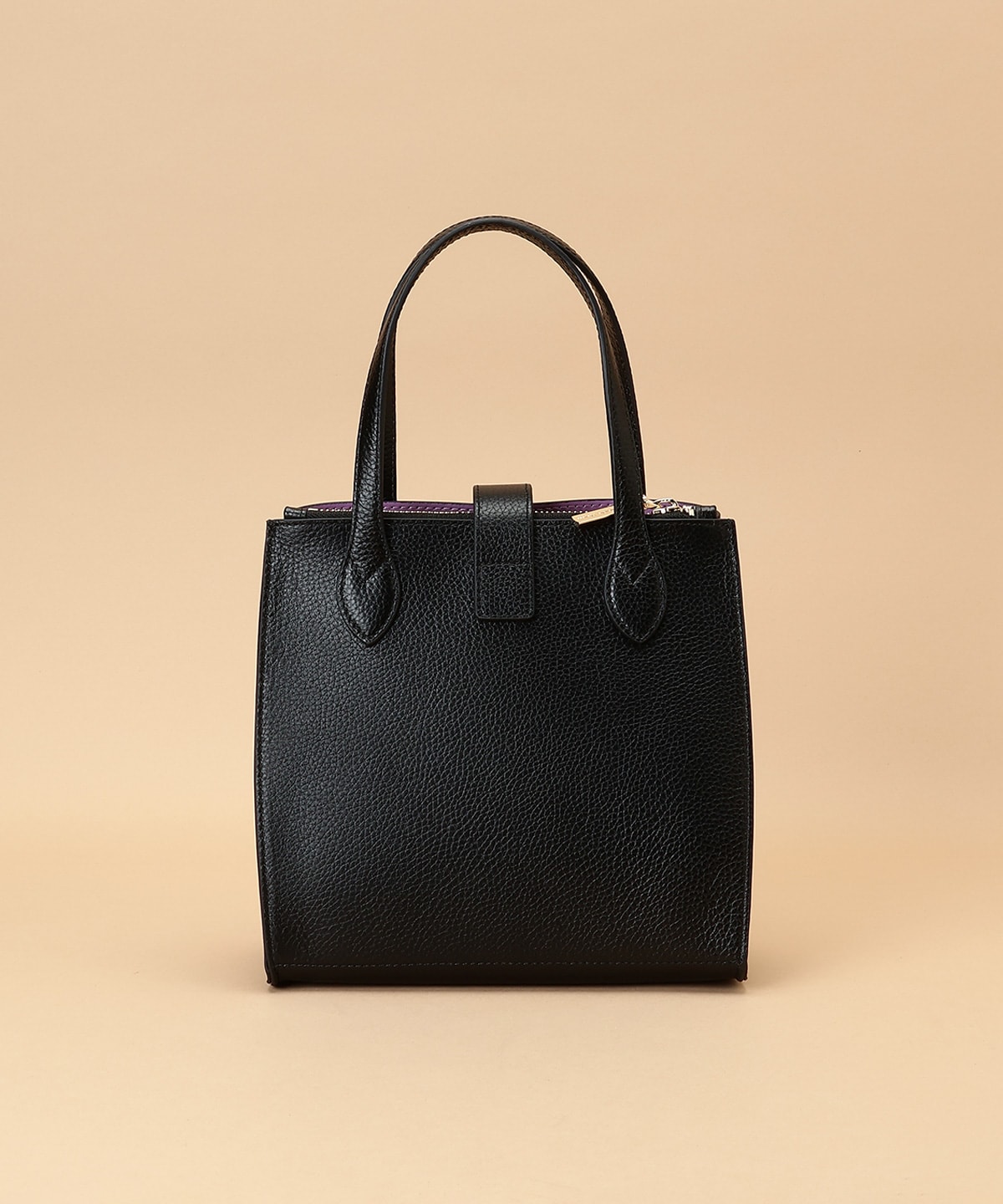 サークルモチーフスクエアレザートートバッグ 小サイズ(FREE ブラック