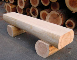 桧の丸太のベンチの製作販売