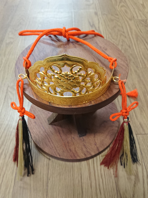 巫女の頭飾り☆前天冠（花冠）・国産大麻（精麻）五色房付き Maetenkan