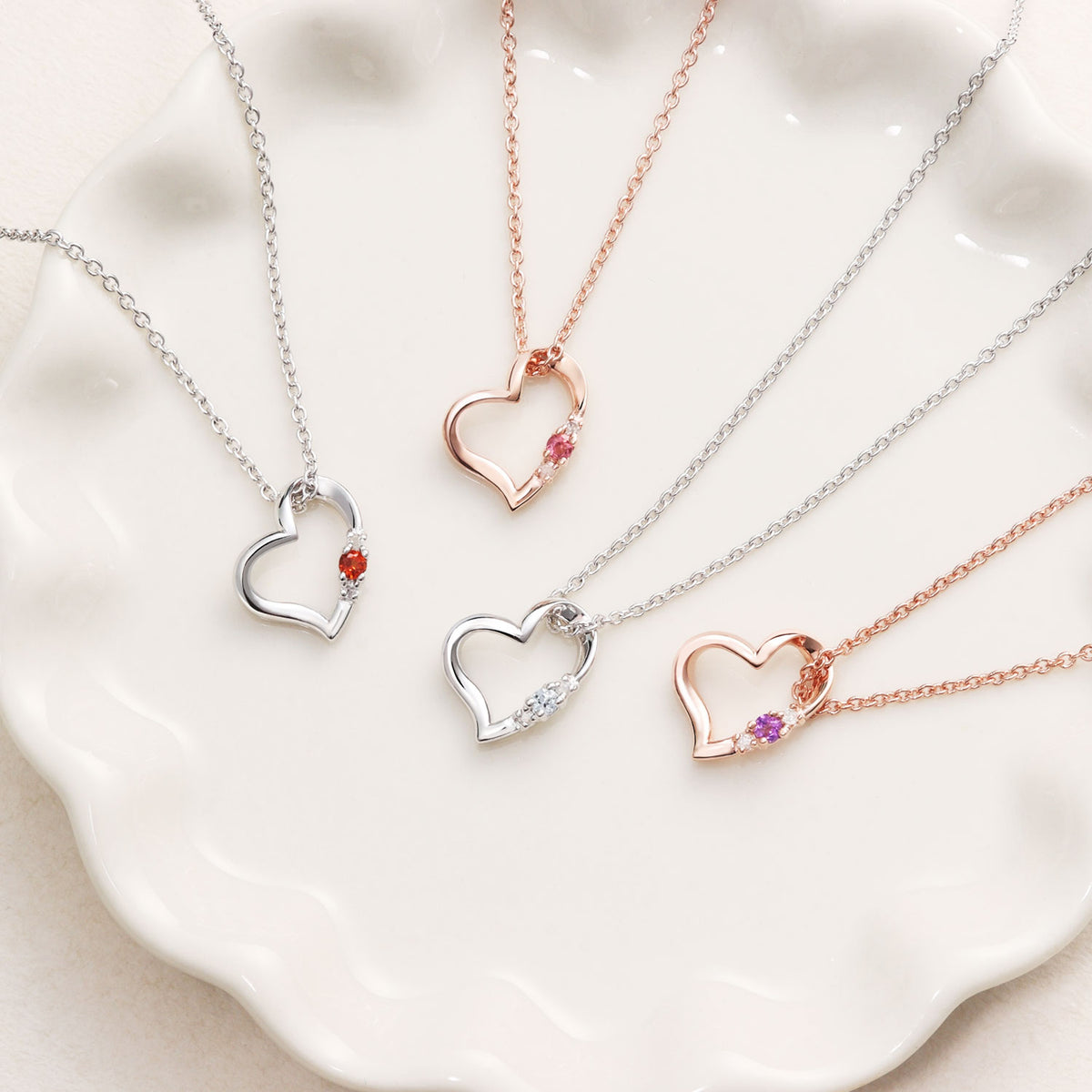 ネックレス レディース ハート ダイヤ 誕生石 ピンクゴールド