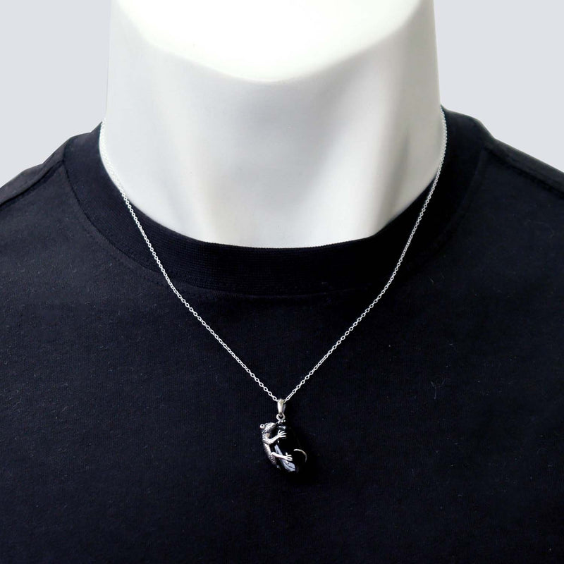 ペンダントトップ ネックレス アニマル トカゲ オニキス シルバー925