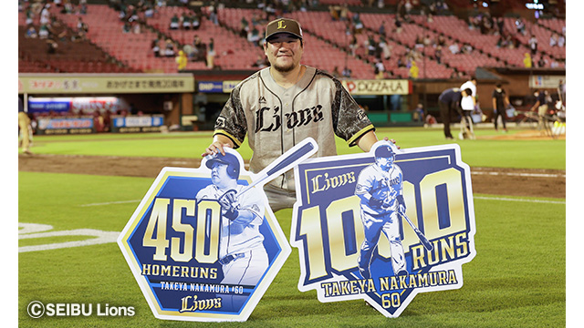 9/6(火)～「中村剛也選手通算450本塁打＆通算1000得点記念パネル直筆