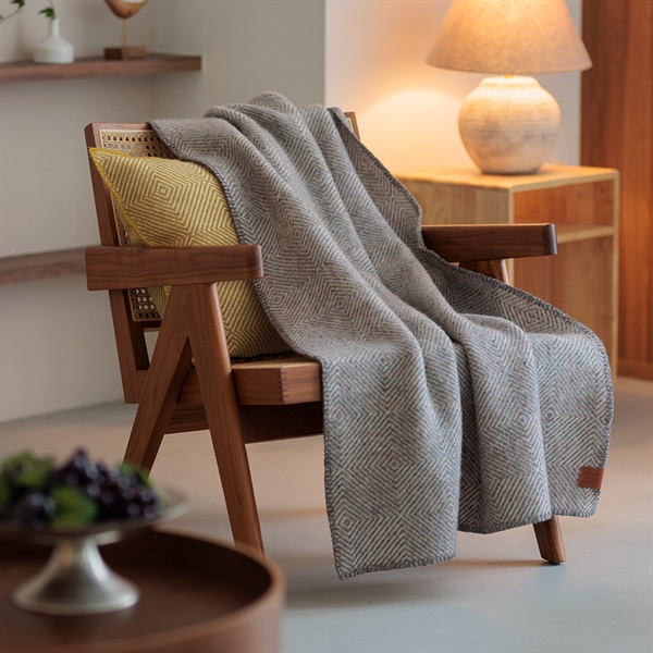 ウール ハーフブランケット 90×130cm / グースアイMIDI グレーKLIPPAN
