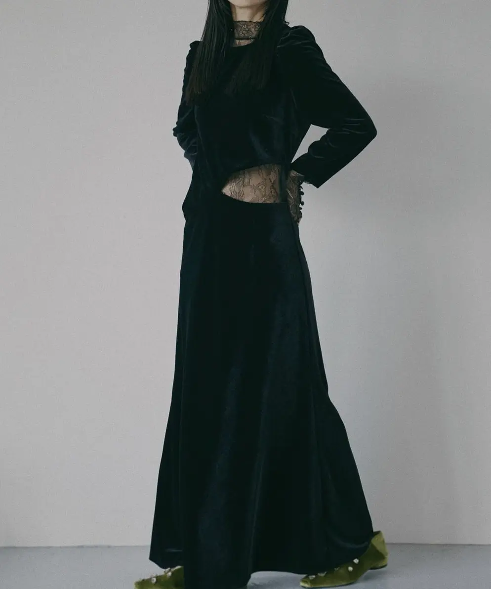 Sサイズ】UND VELOUR HOLE LACE DRESS Ameri VINTAGE（アメリ