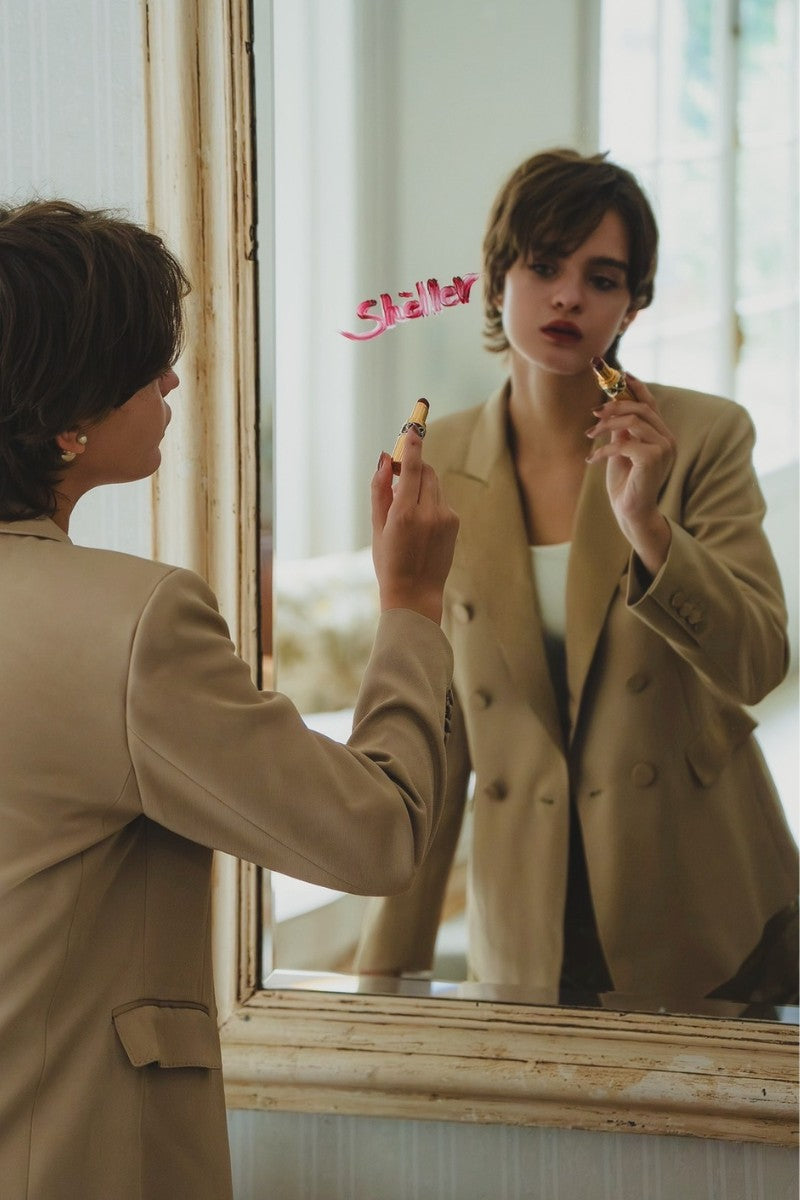 stitched design double breasted tailored jacket – shéller / シェリエ