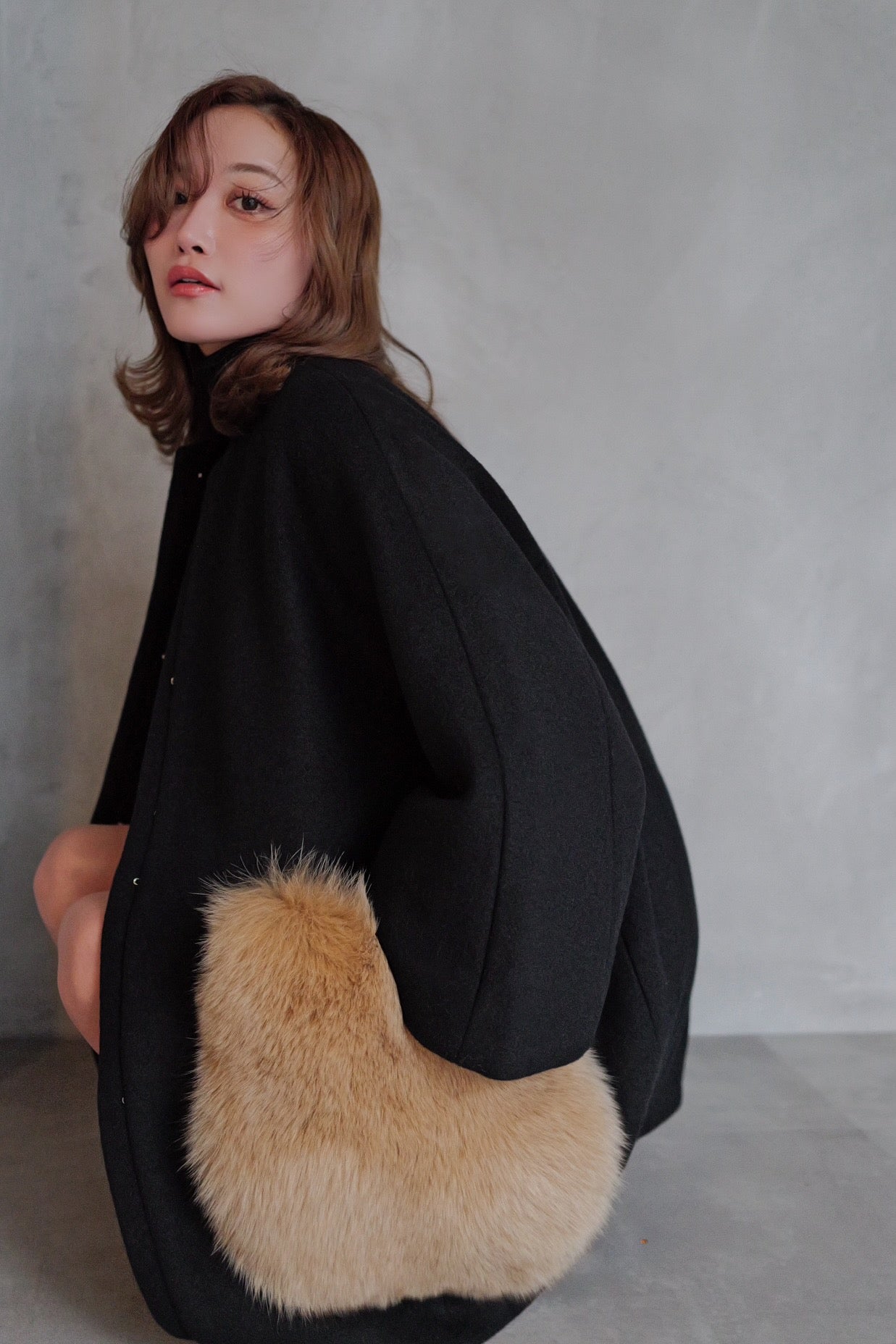 pocket fur cocoon coat – shéller / シェリエ