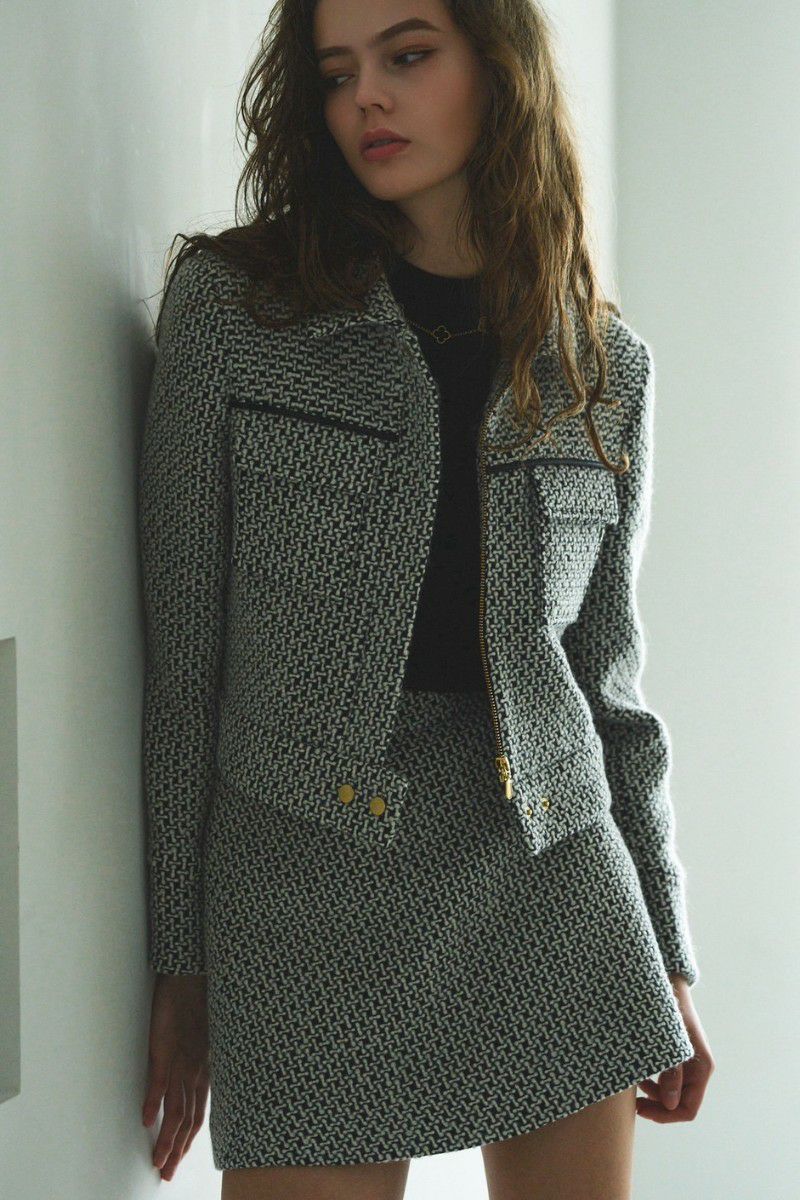 Leather combination tweed skort – shéller / シェリエ