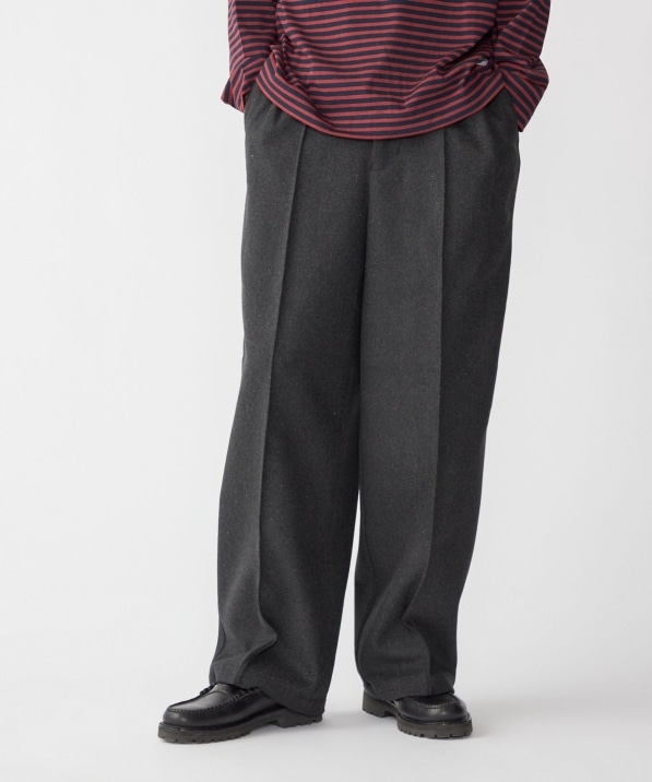 WEB限定】SHIPS:〈手洗い可能〉ウールブレンド ワイド スラックス