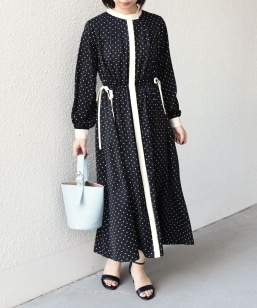 SHIPS any:〈洗濯機可能〉ダブルクロス ヨークカラー ワンピース［NAVY