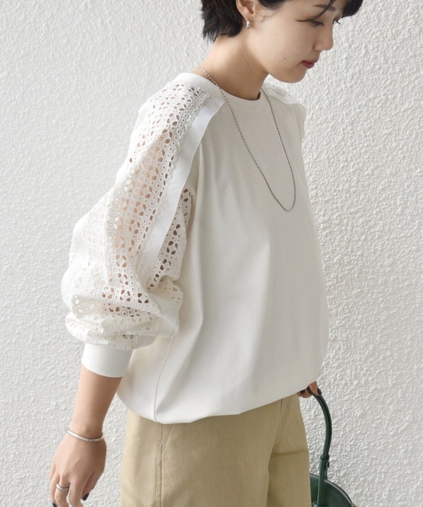 予約》【WEB限定】〈手洗い可能〉レース コンビ カットソー｜ SHIPS