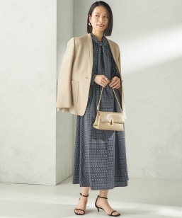 SHIPS any:〈手洗い可能〉ジャカード ウエスト タック ノーカラー