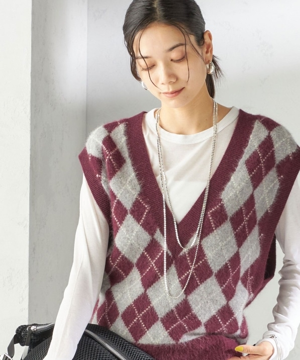 手洗い可能〉ディープ Vネック アーガイル ベスト｜ SHIPS 公式サイト