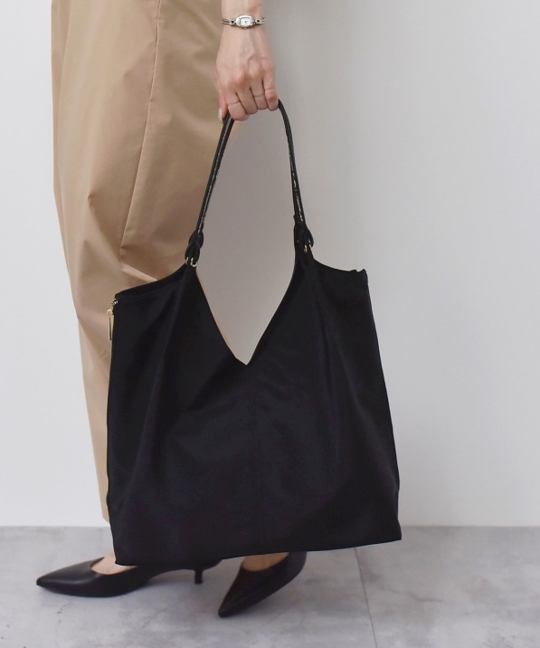 quaranciel: Vカット サイドファスナー トートバッグ（A4対応