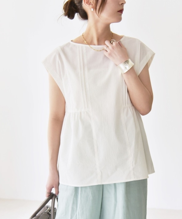 quaranciel:〈洗濯機可能〉ミニサッカー タックギャザー フレンチ