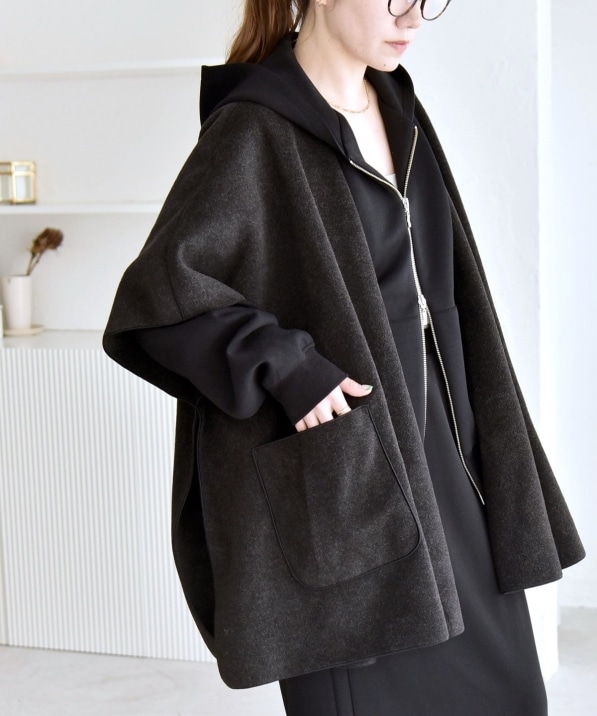 quaranciel: ダブル パイル ニット ショート ポンチョ コート｜ SHIPS