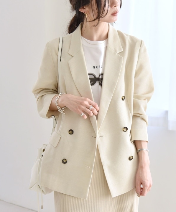 quaranciel:〈手洗い可能〉メッシュ ダブルブレスト テーラード