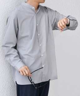 SHIPS any: コットン/リネン バンド スキッパー ハーフスリーブ シャツ