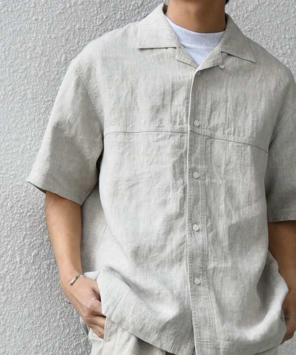 SHIPS any:〈洗濯機可能〉NOVELTEX リネン オープンカラーシャツ