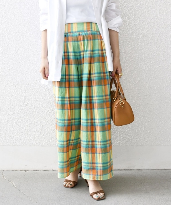 SHIPS any:〈洗濯機可能〉マドラス チェック タック フレア パンツ