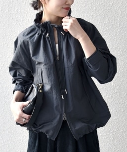 SHIPS any:〈洗濯機可能〉ダブルクロス ノーカラー ジップ ブルゾン