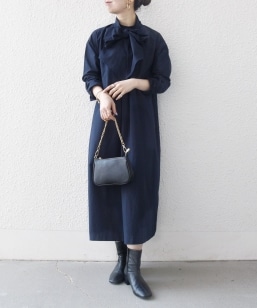 SHIPS any:〈洗濯機可能〉ダブルクロス ヨークカラー ワンピース［NAVY