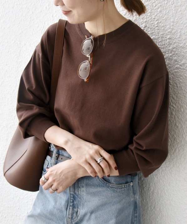 SHIPS any:〈手洗い可能〉スウェットライク ニット プルオーバー