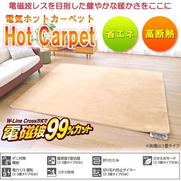 電磁波99％カット（磁界）電気ホットカーペット・本体のみ 1畳相当