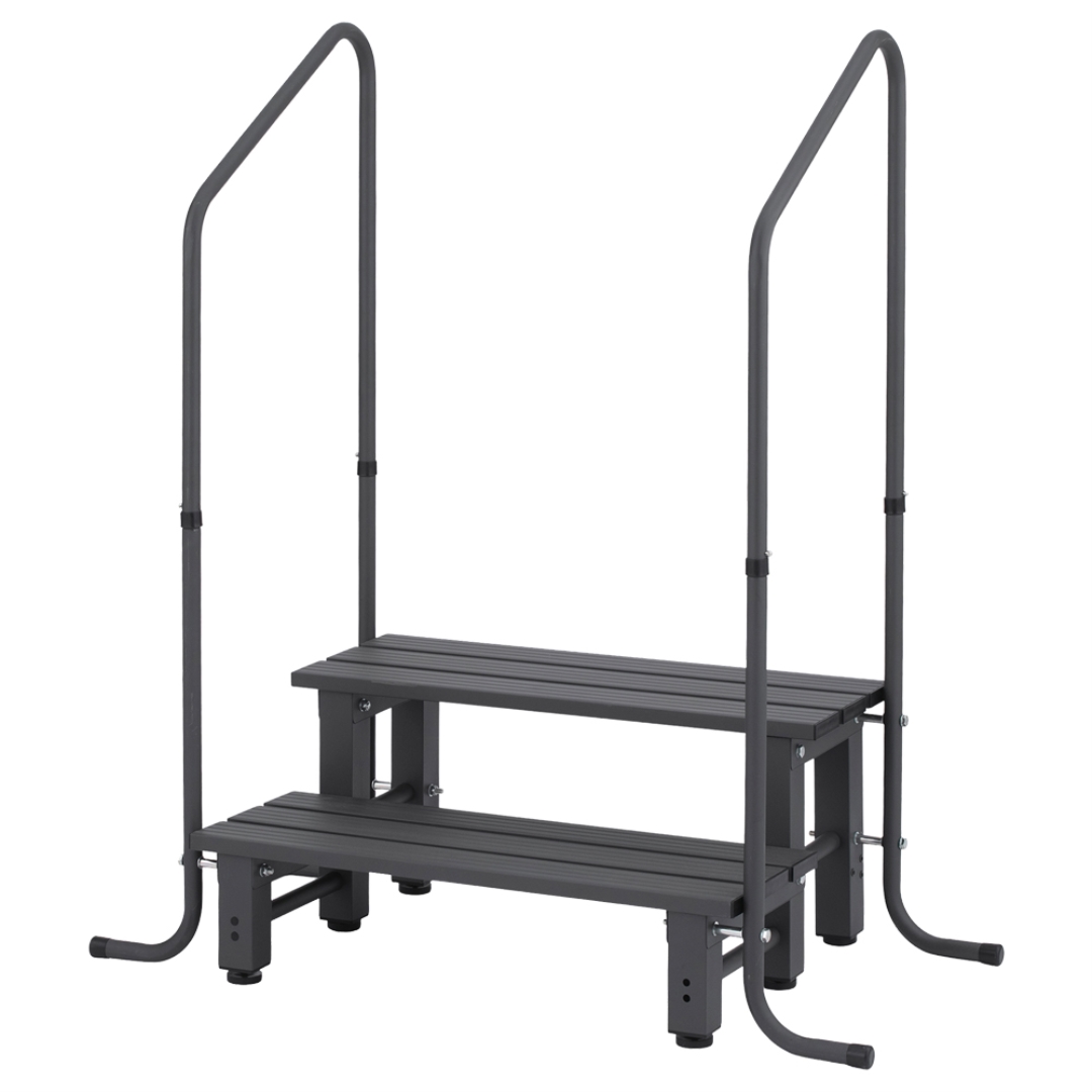 手すり付きアルミステップ台2段: DIY・園芸