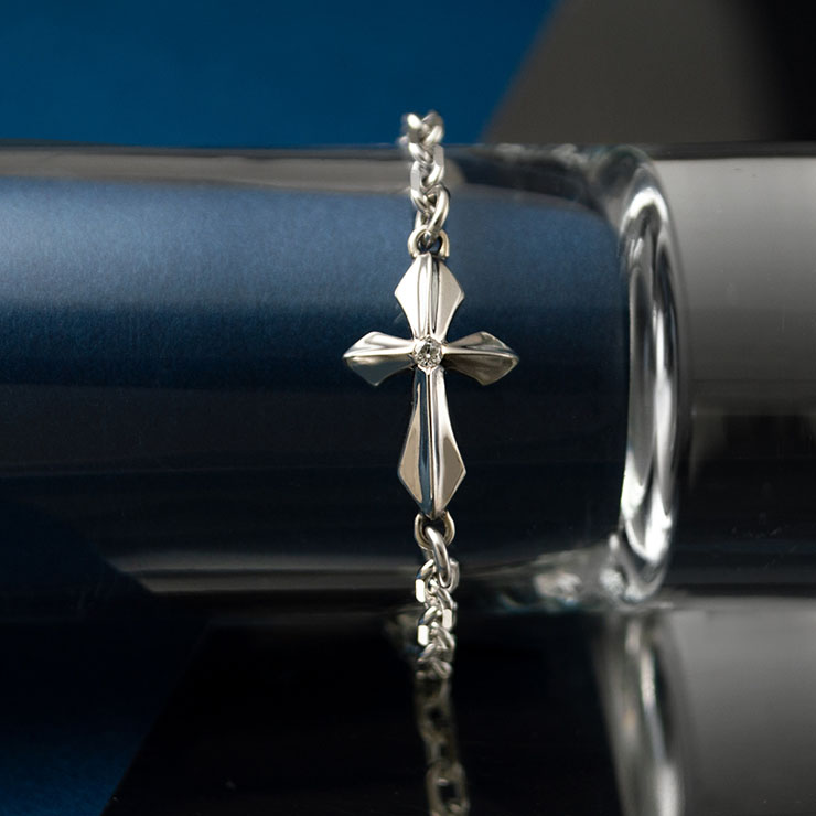 メンズ】選べる誕生石 クロスデザイン ストーン×シルバーメンズ